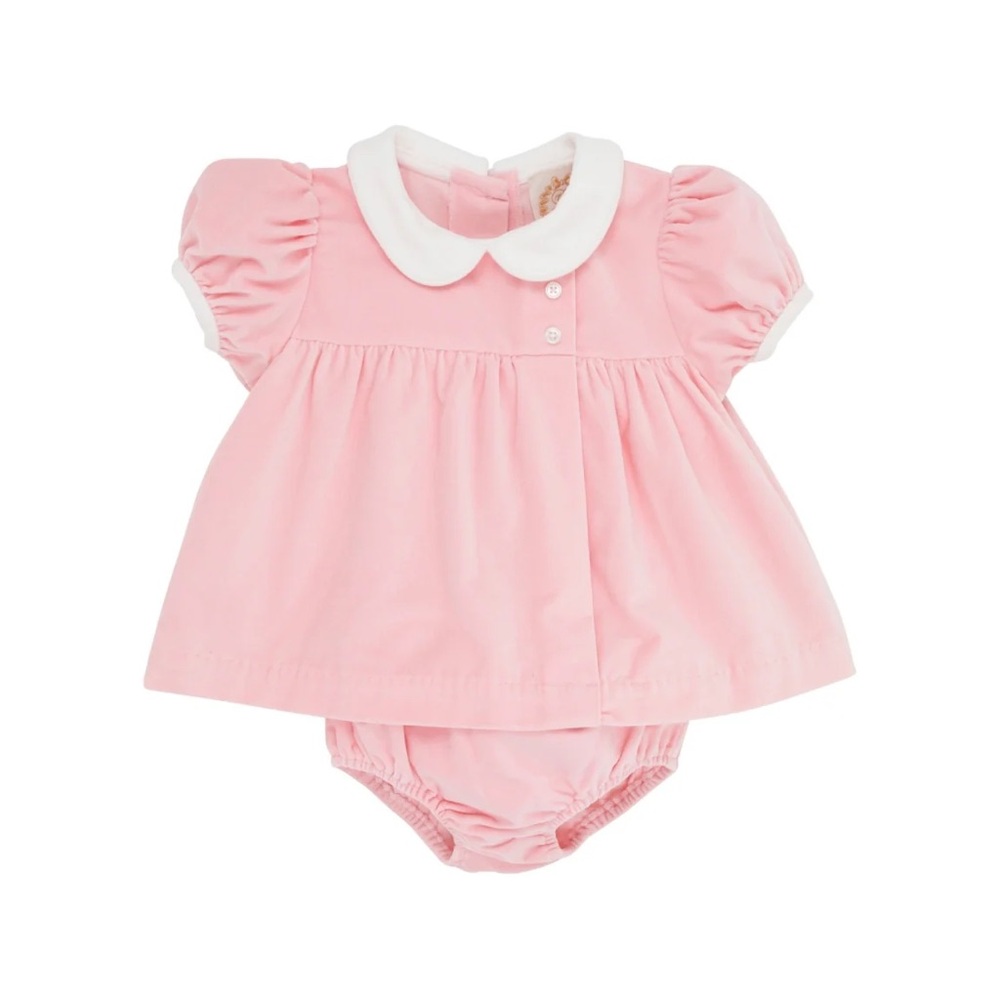 The Beaufort Bonnet Company (TBBC) Mary Baker Bloom Set Pink Velvet 12-18m NWT